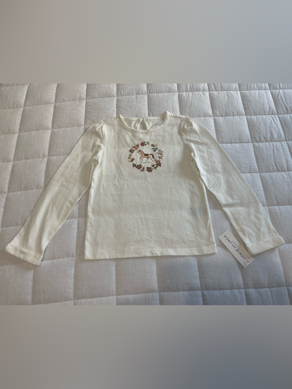 Janie and Jack Long-Sleeve Tee with Horse and Floral Garland.